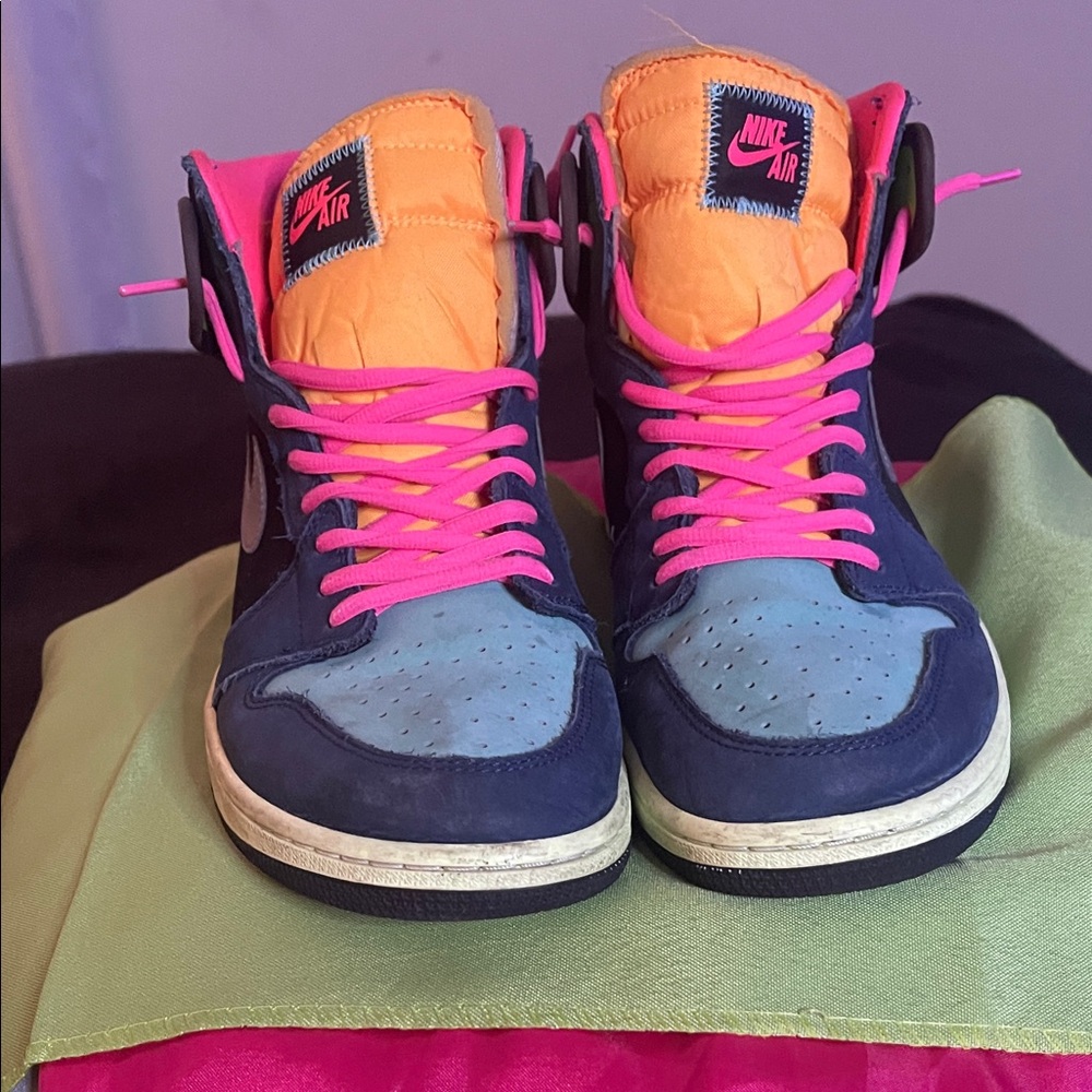 Nike Air High-Top Sneakers with Blue and Orange